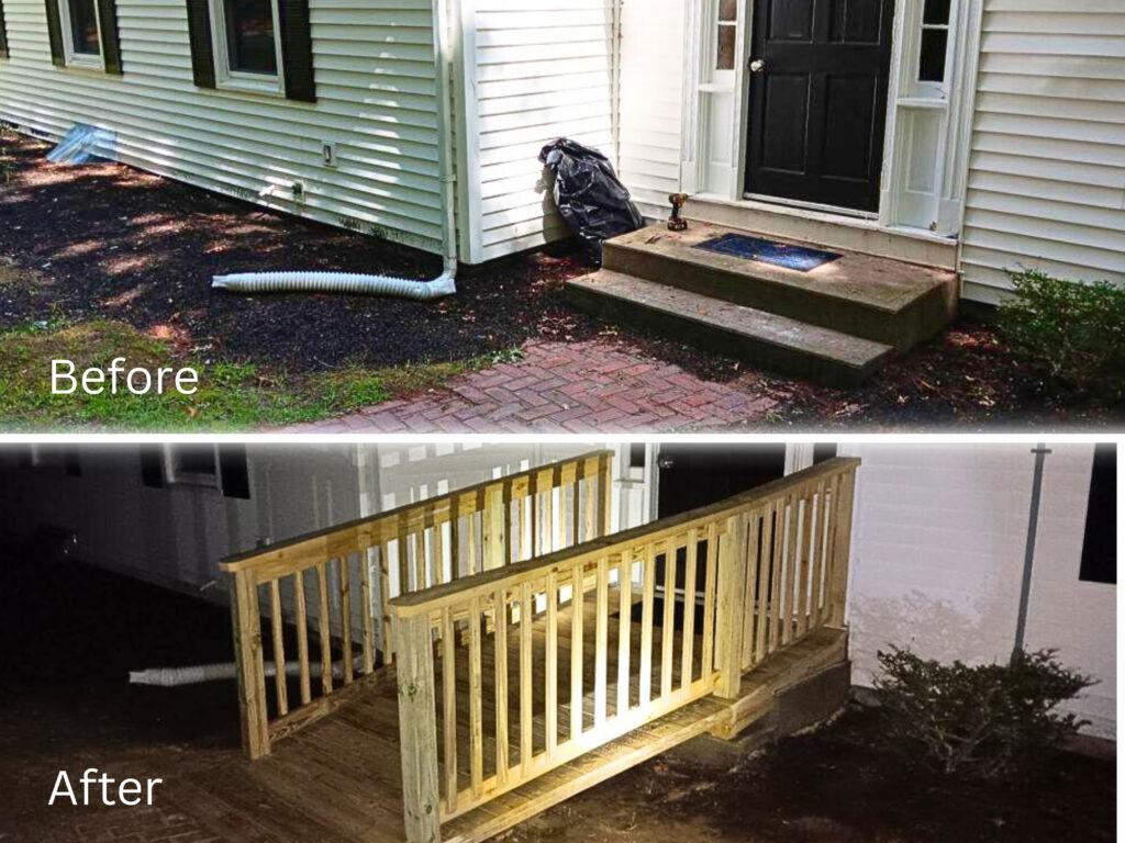 Handyman before and after - railing
