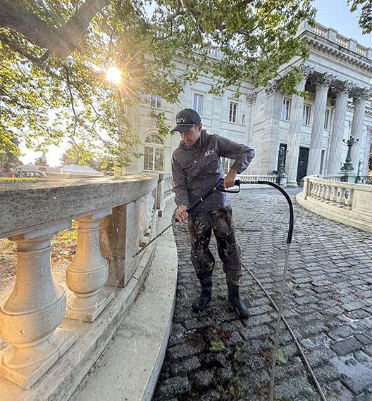 washing marble walkway