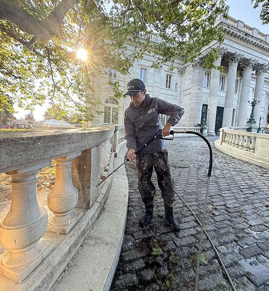 washing marble walkway