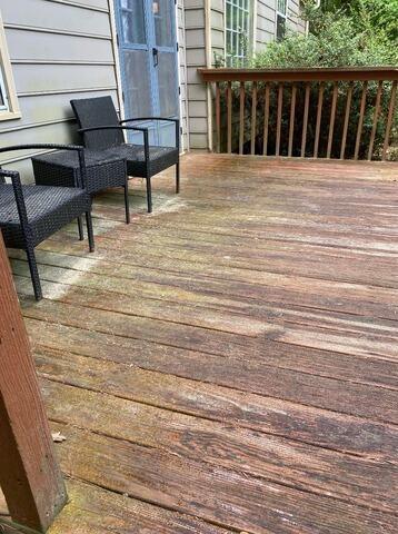 Patio deck pressure washing before