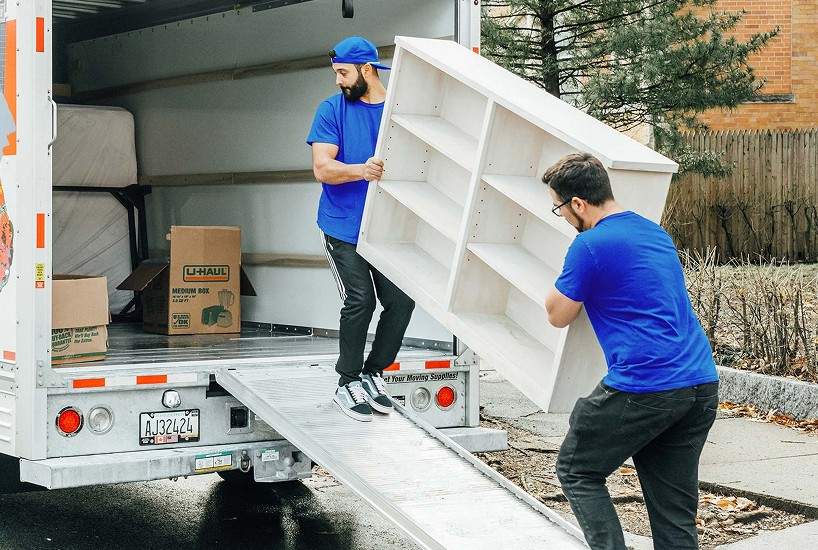 Loading an empty shelf into a truck